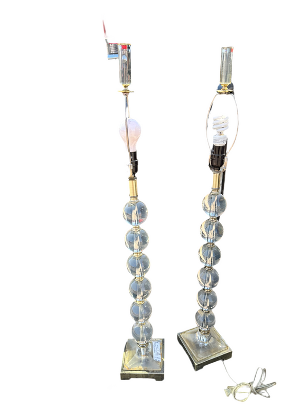 Pair of Lucite Stacked Ball Lamps