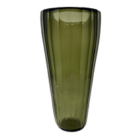 Olive Green Blown Glass Faceted Vase