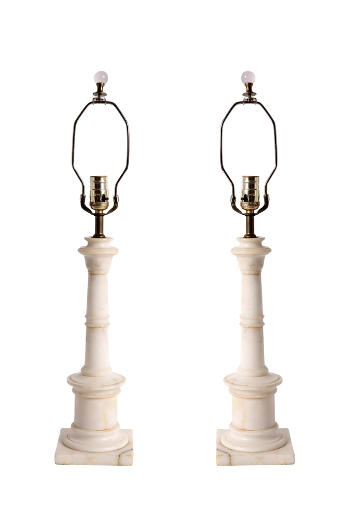 Pair of Alabaster Lamps