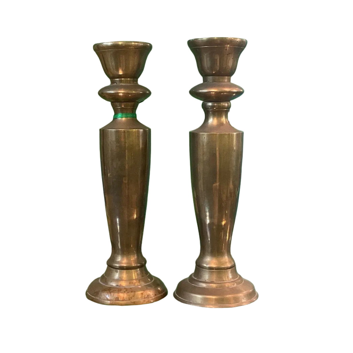 Pair of Brass Neoclassical Urn Candlesticks