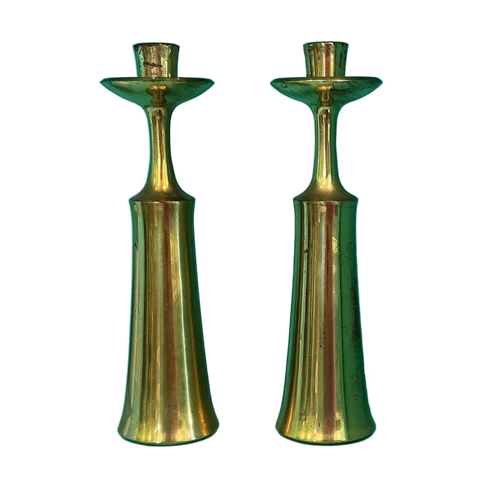 Pair of Danish Mid Century Brass Candlesticks