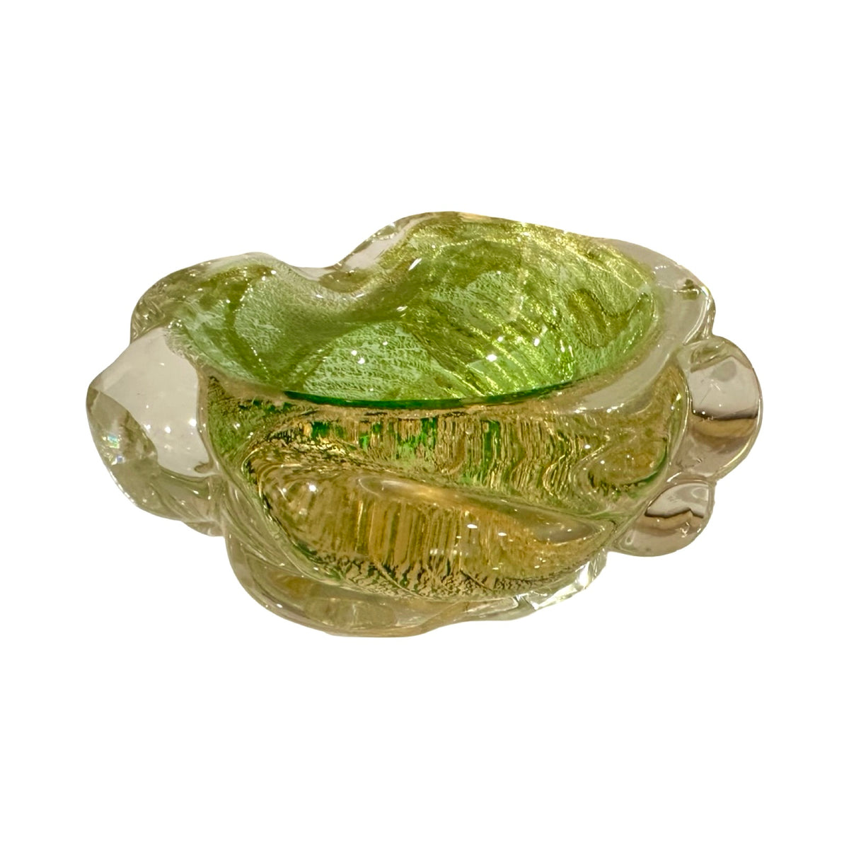 Lime Green & Gold Murano Bowl
