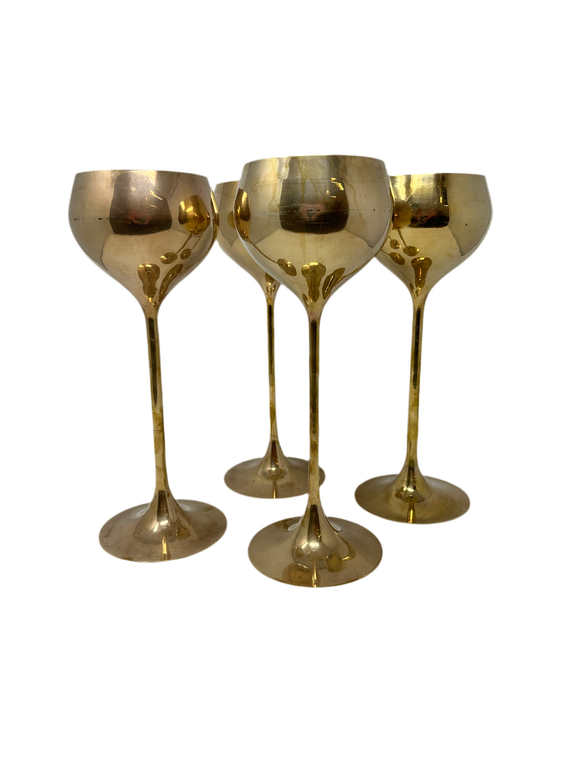 Set of 4 Brass Tall Goblets