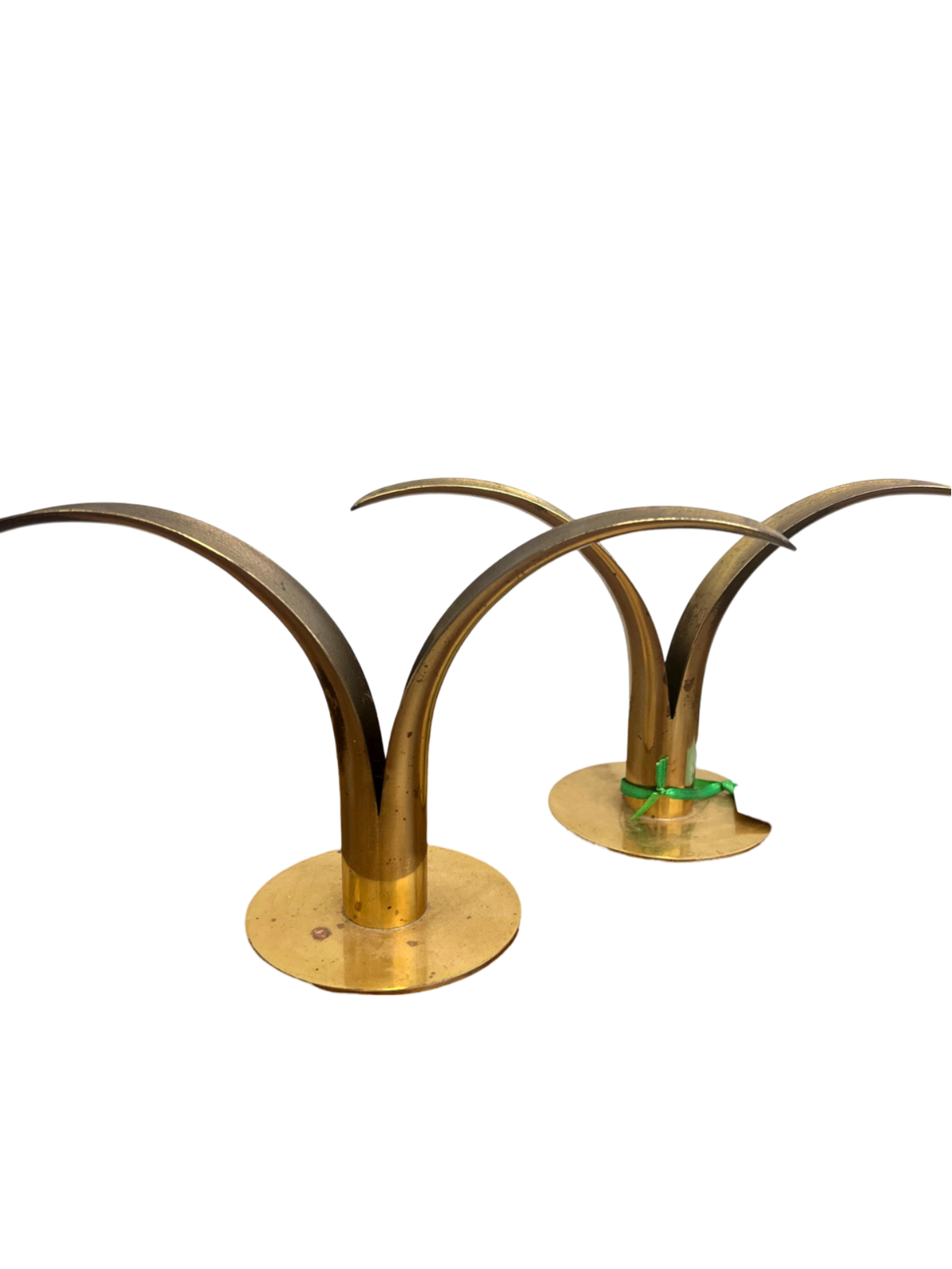 Pair of Brass Swedish Lily Candlesticks