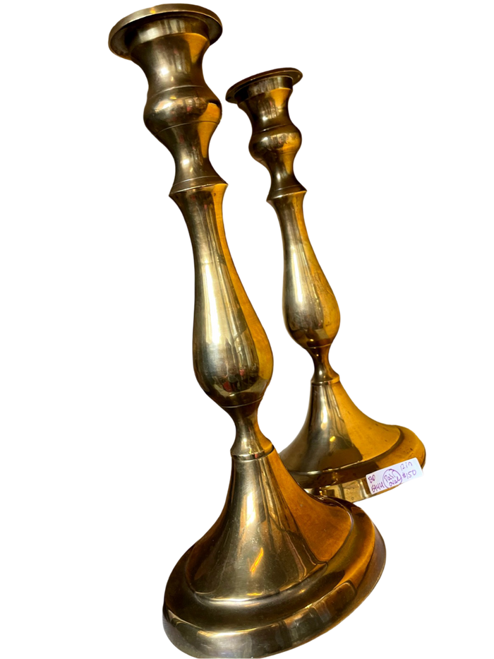 Pair of 12" Brass Oval Base Candlesticks