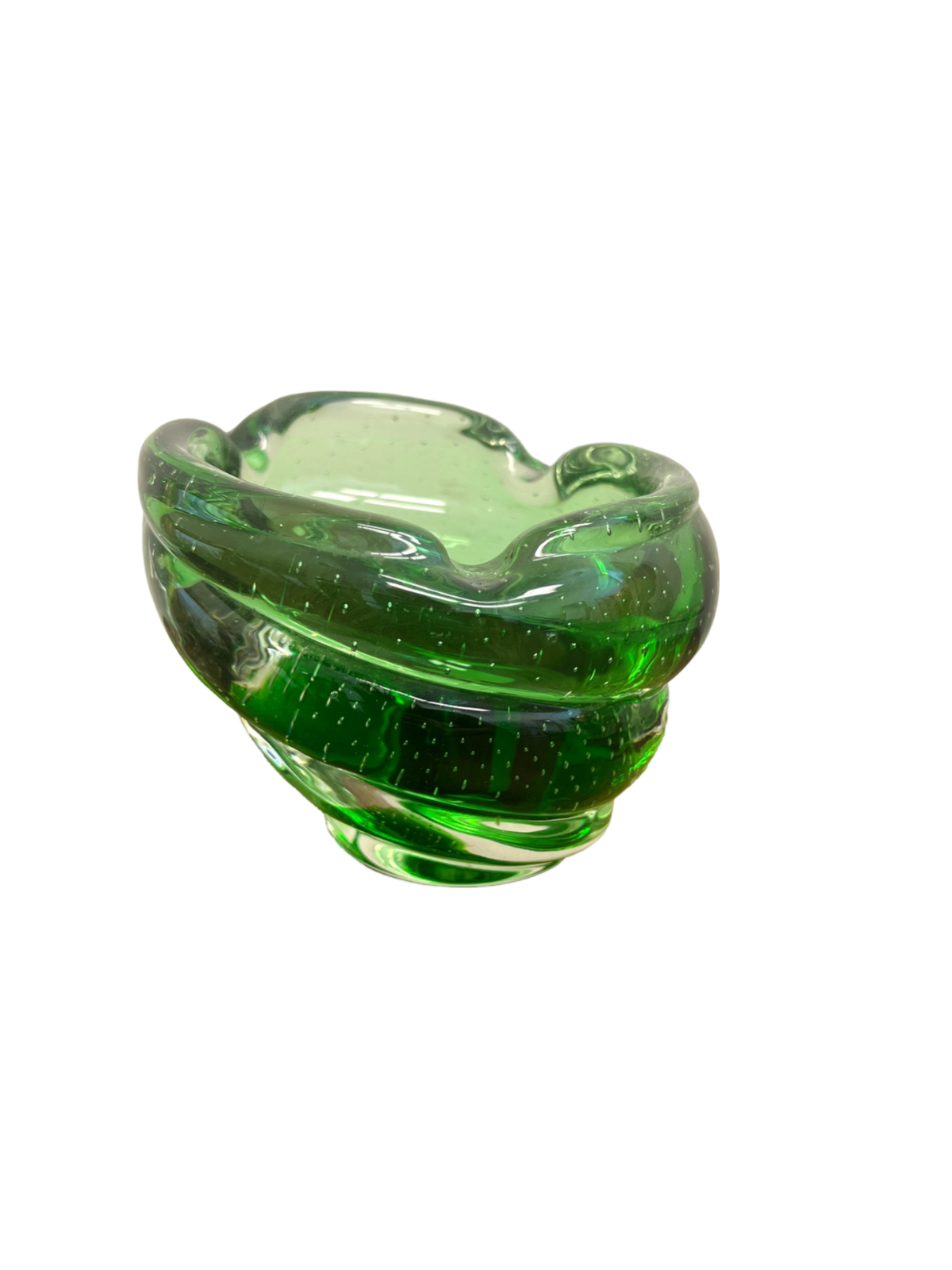 Green Murano 6" swirl bowl