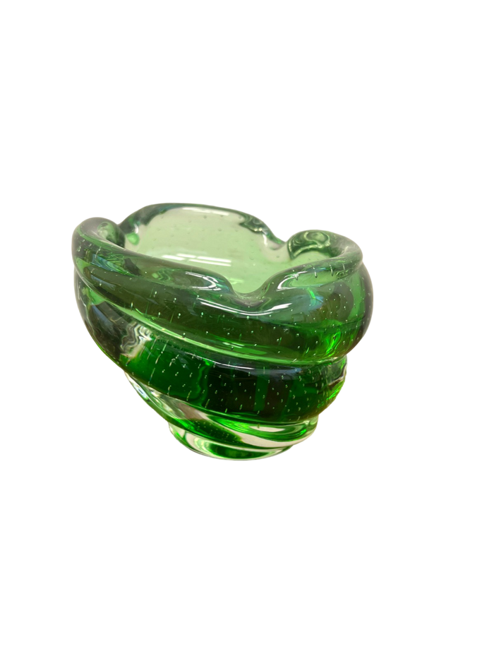 Green Murano 6" swirl bowl