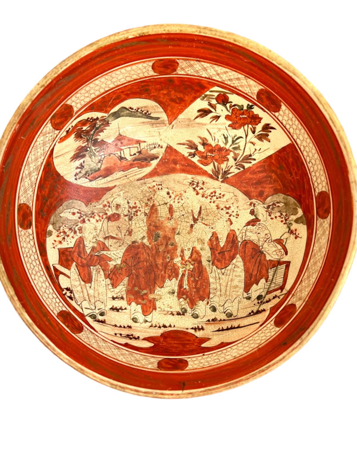 19th C. 7" Kutani Bowl, Red & White
