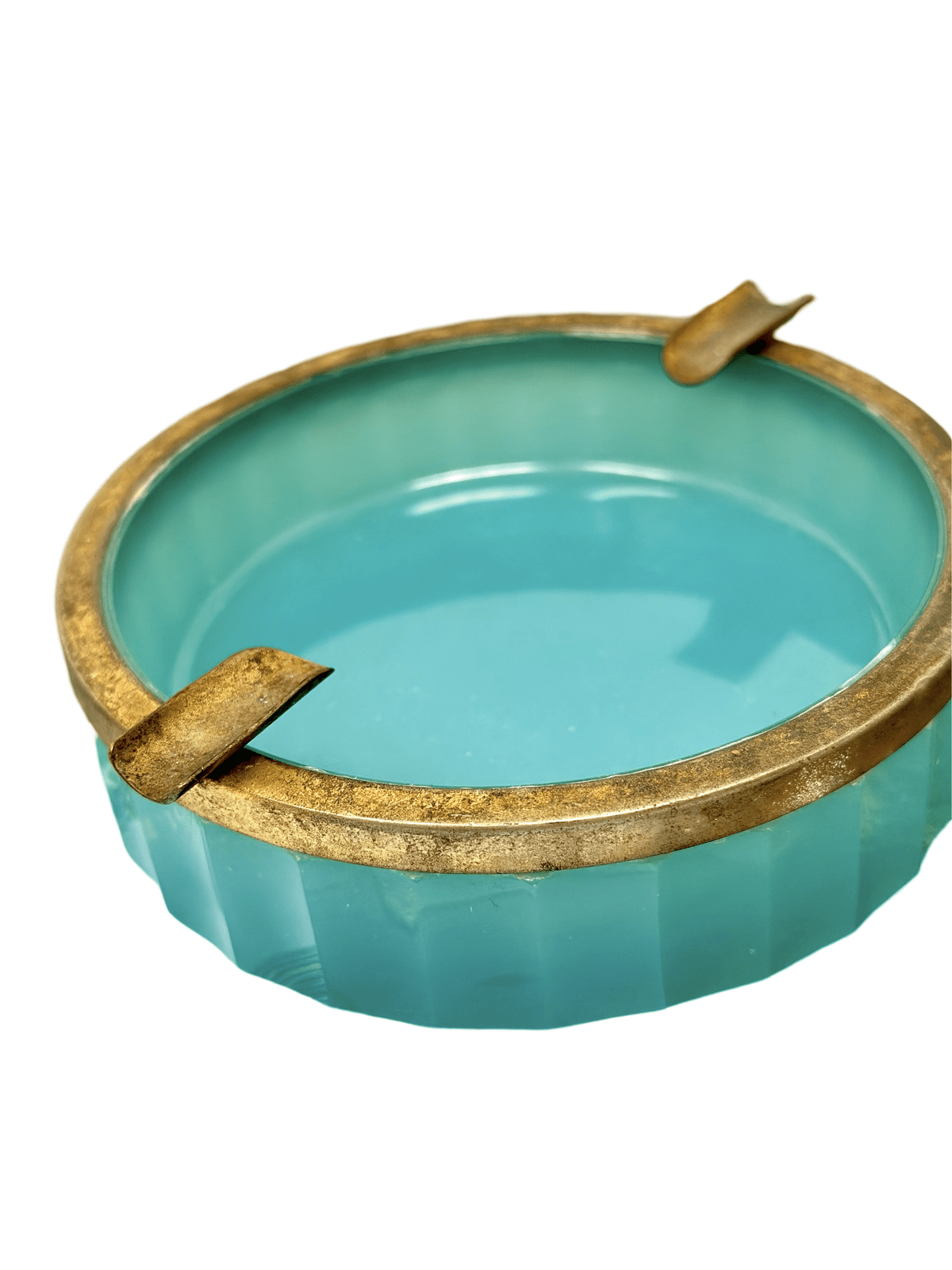 Turquoise Opaline Fluted Ashtray