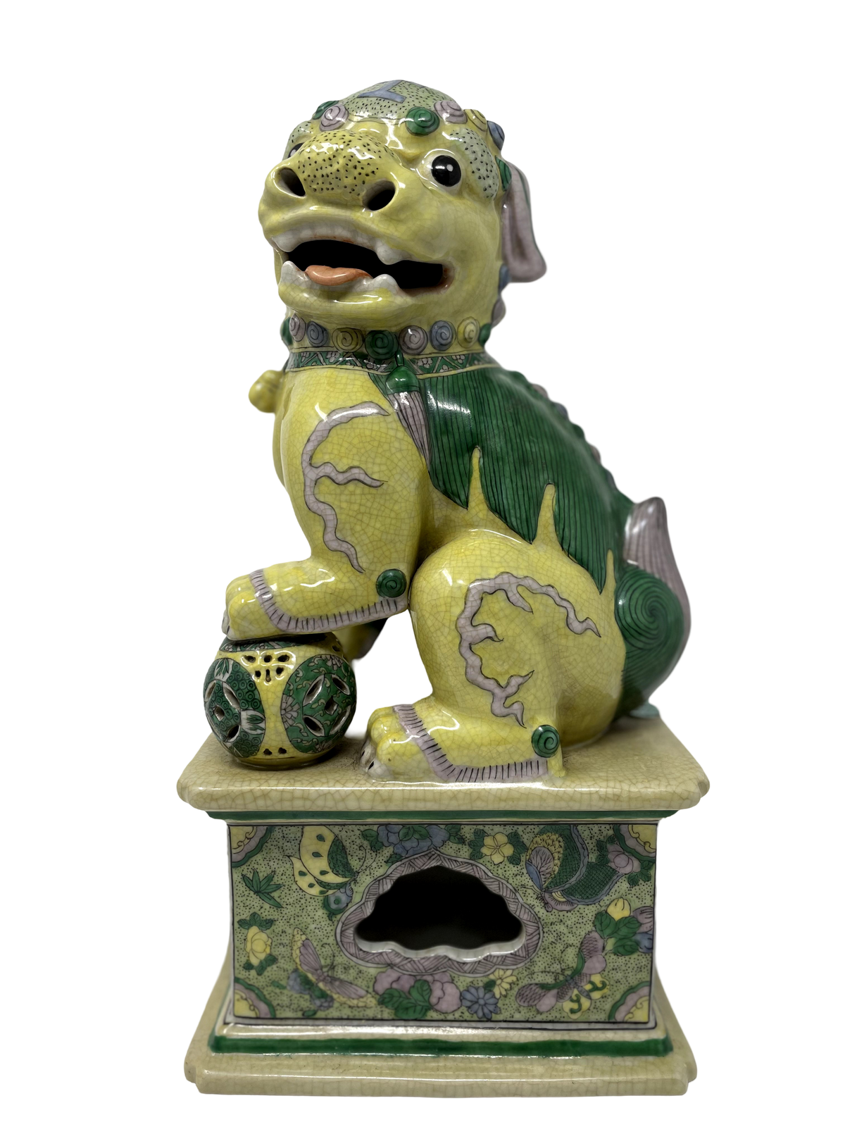 15" Yellow And Green Foo Dog