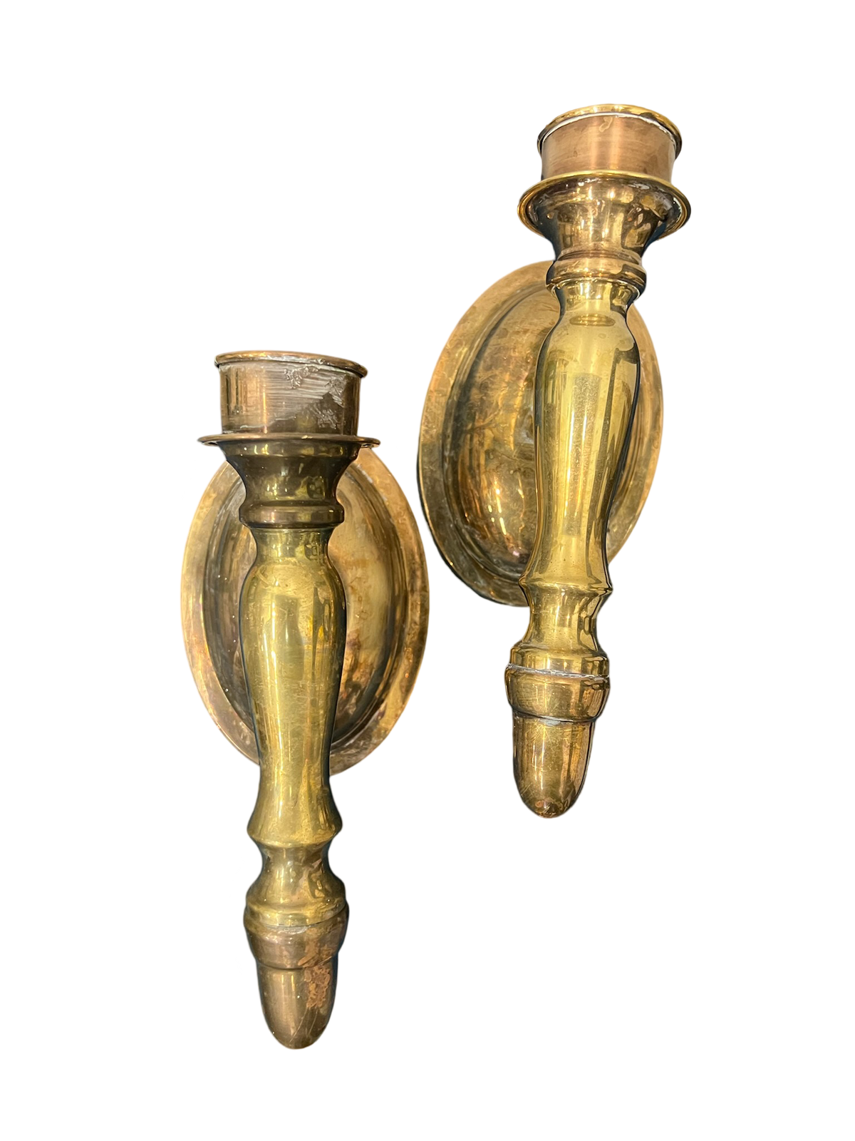 Pair of Brass Candlestick Sconces