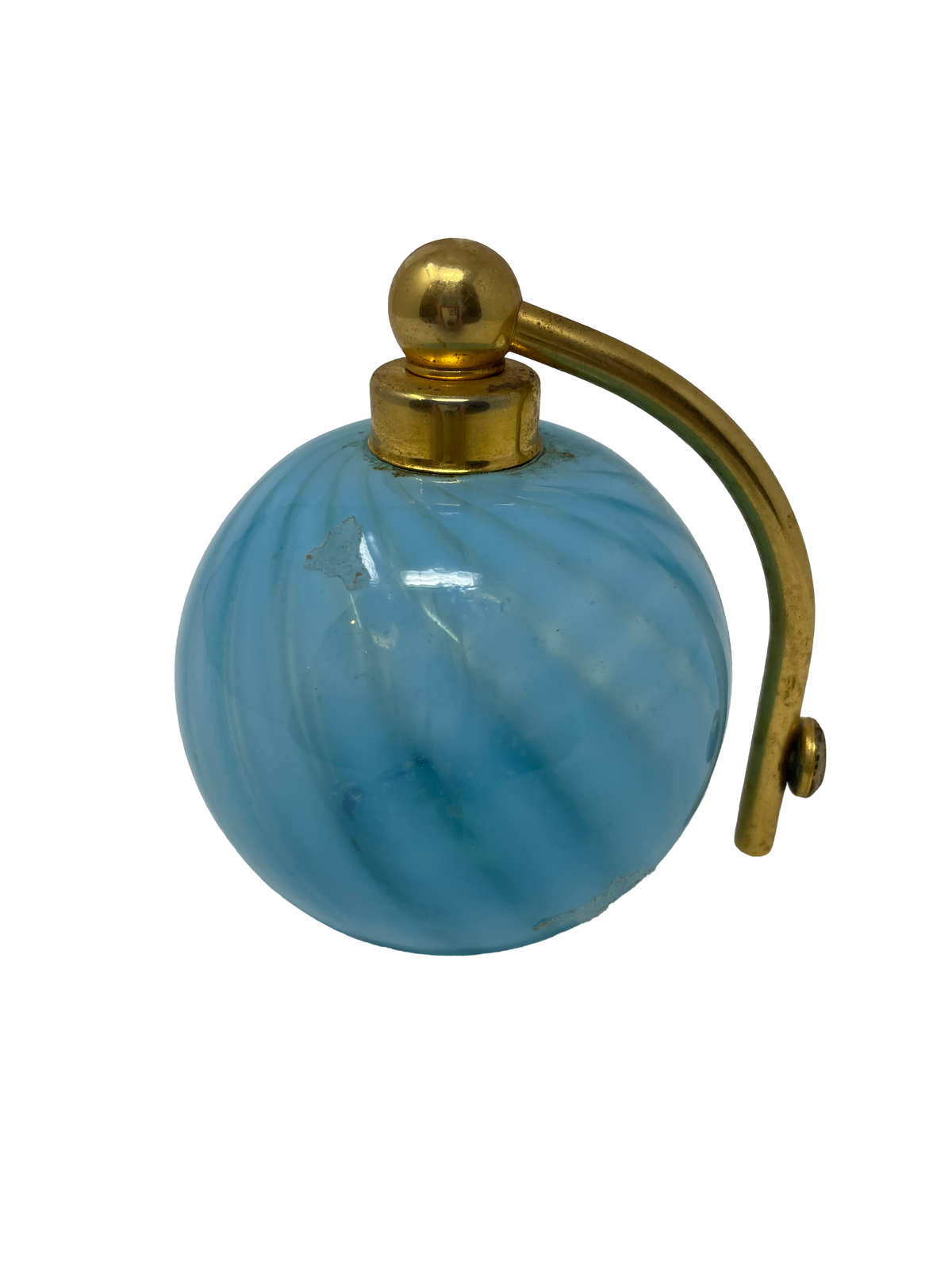 Turquoise & White Dotted Round Glass Perfume Bottle