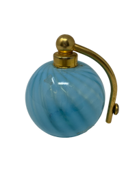 Turquoise & White Dotted Round Glass Perfume Bottle