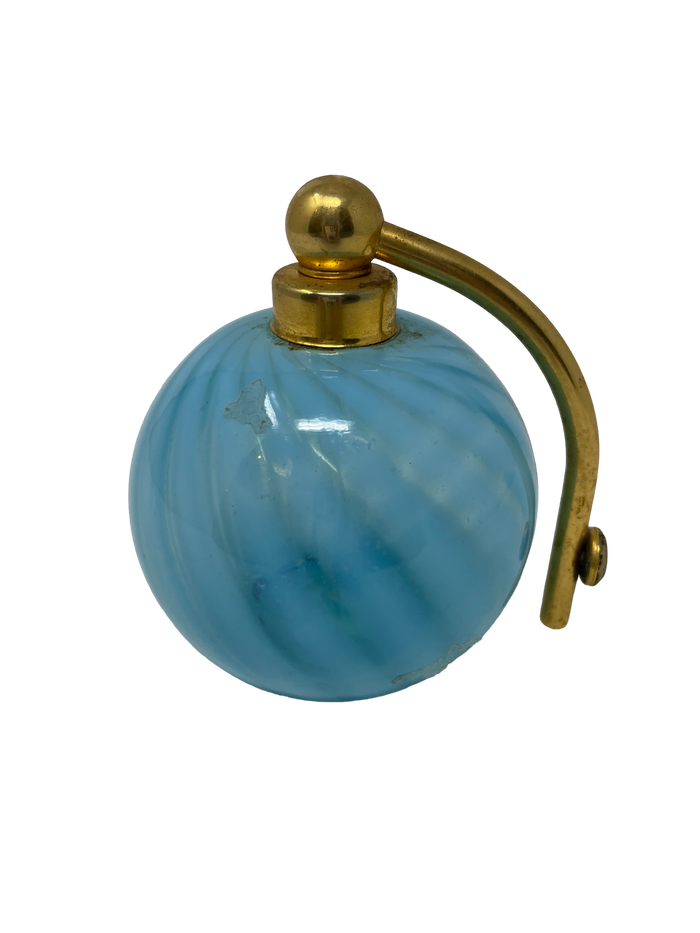 Turquoise & White Dotted Round Glass Perfume Bottle