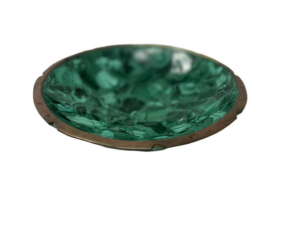 Malachite 6" bowl w/ brass rim