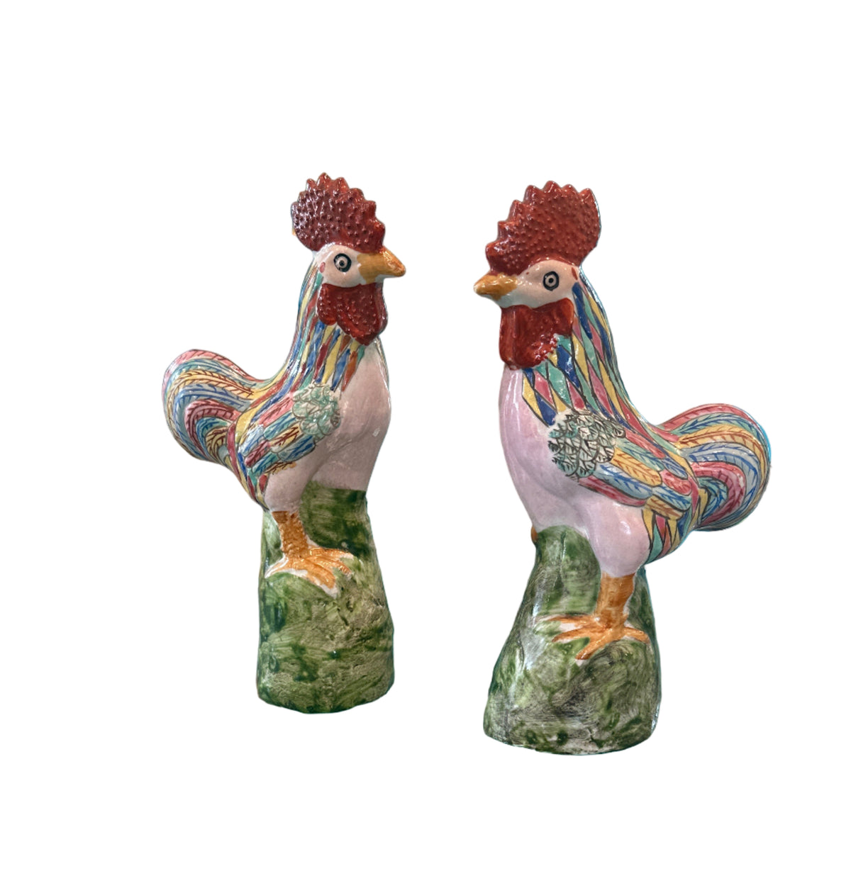 Pair of Chinese Export Roosters