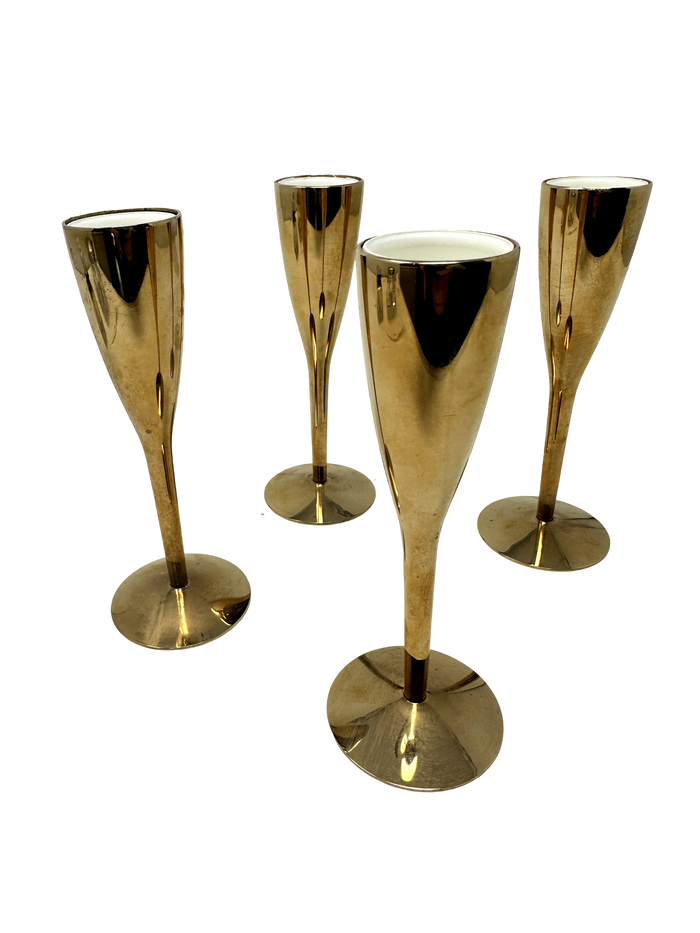 Set of 4 Brass Cordial Glasses from Germany