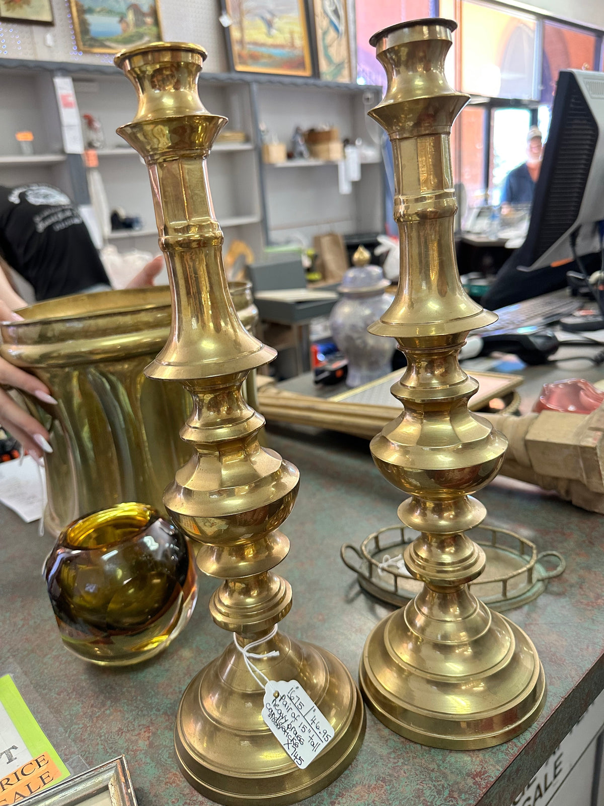 Pair of 15" Brass Candlesticks