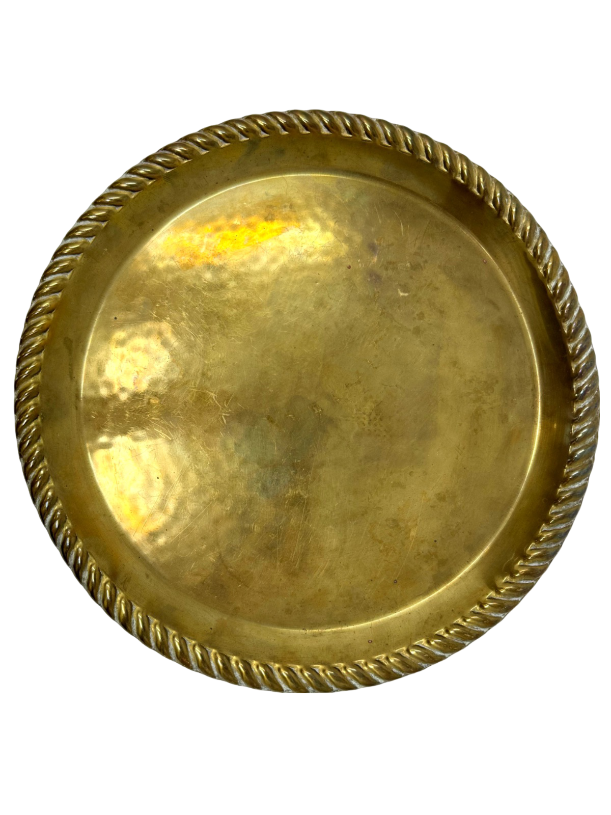 Round Brass tray w/ rope edge