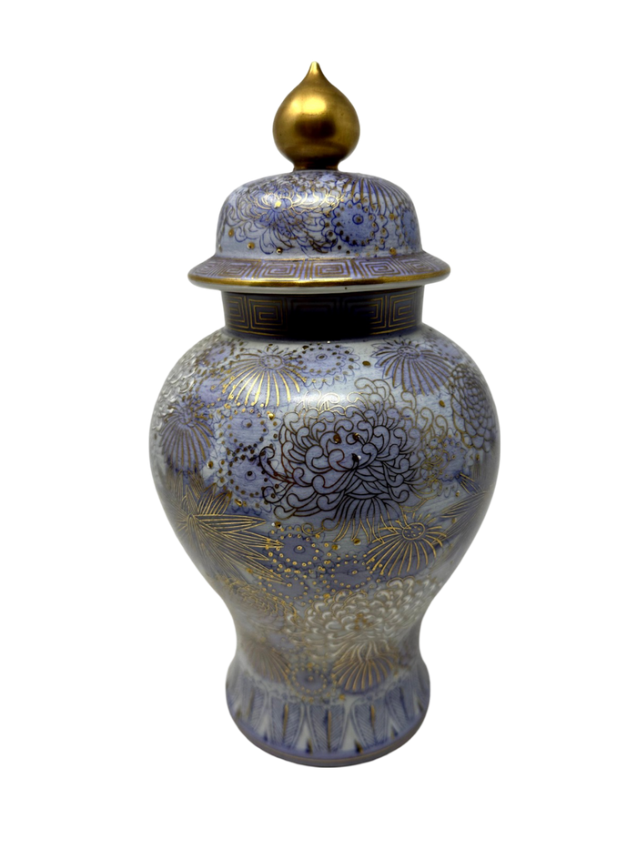 Purple Kutani Chrysanthemum Ginger Jar