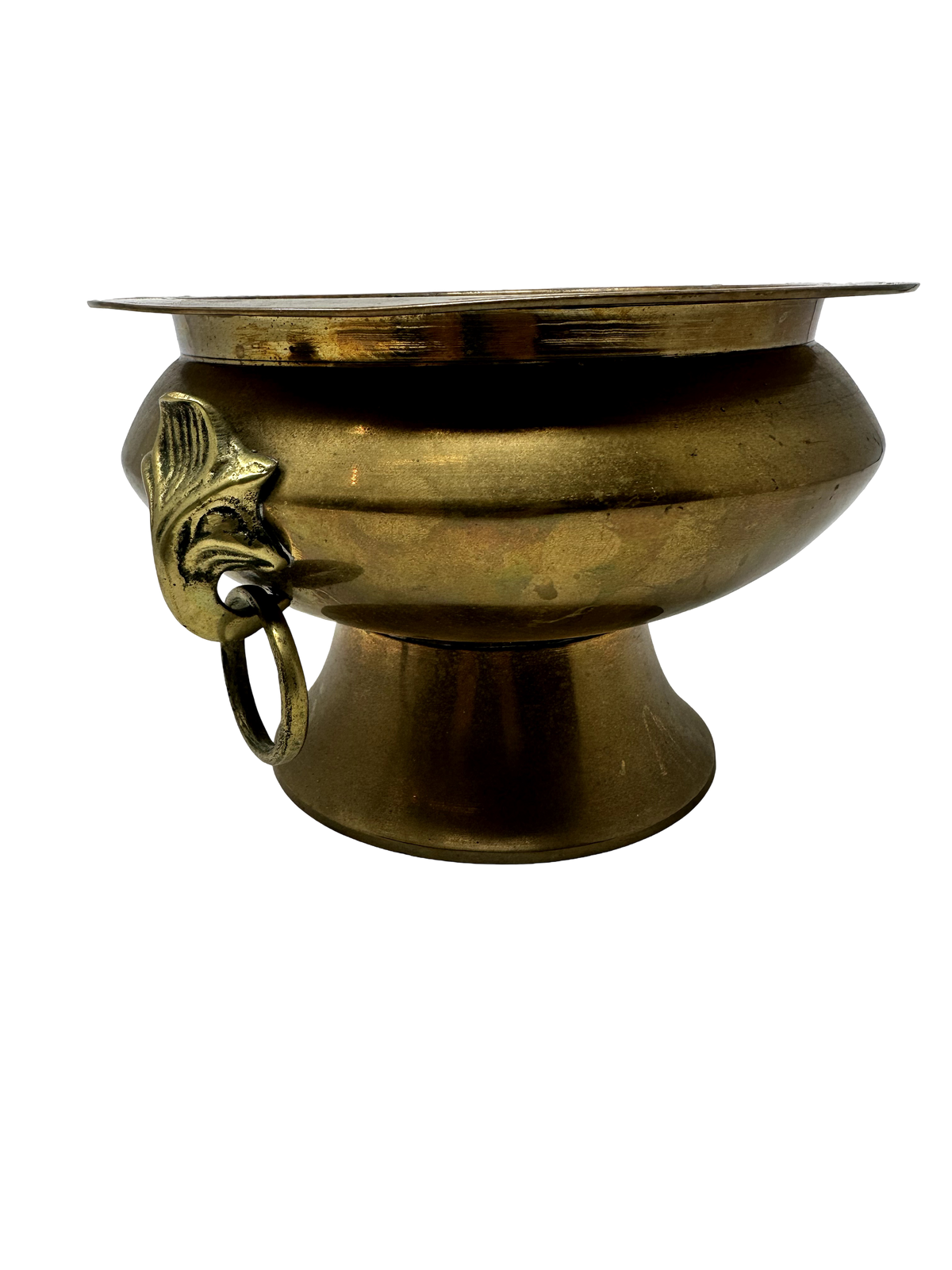 Brass 7.5x5 Compote Bowl w/ Leaf Handles