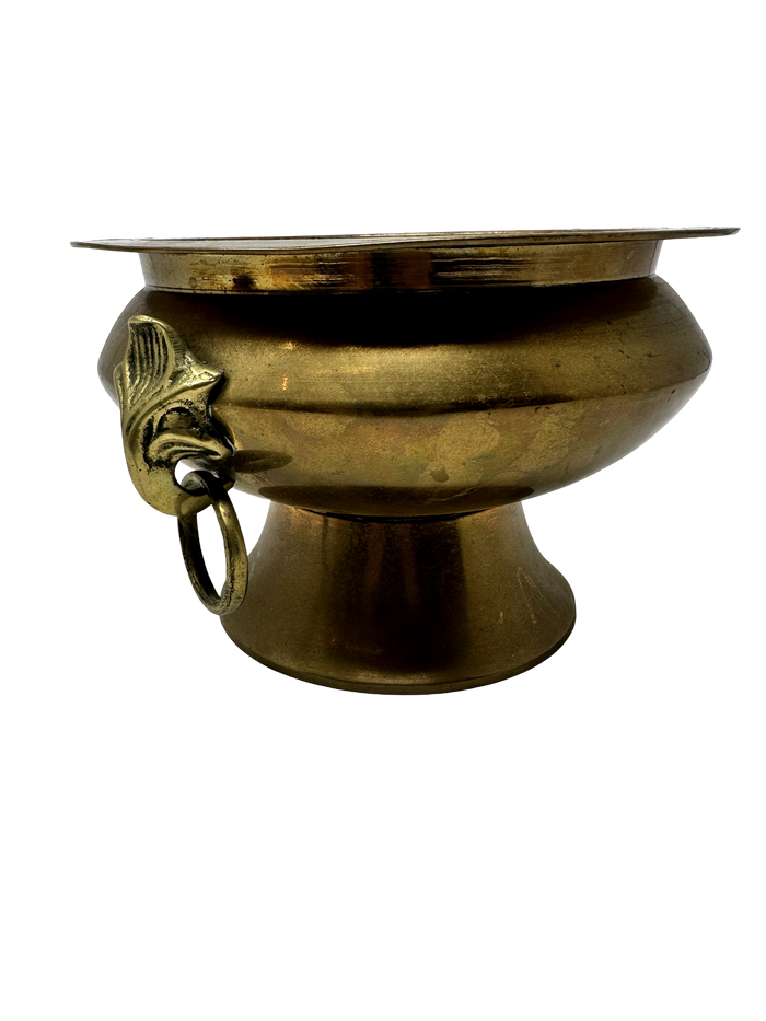 Brass 7.5x5 Compote Bowl w/ Leaf Handles