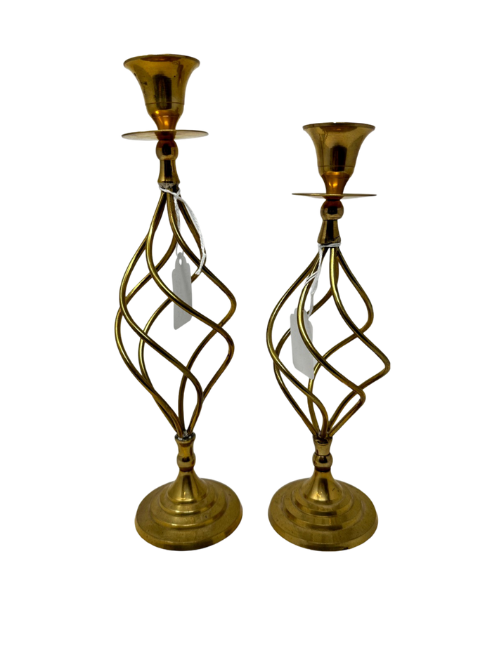 Pair of Brass Spiral Candlesticks