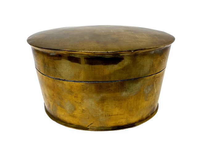 Brass Oval Hinged Box w/ Candle 5.5x4