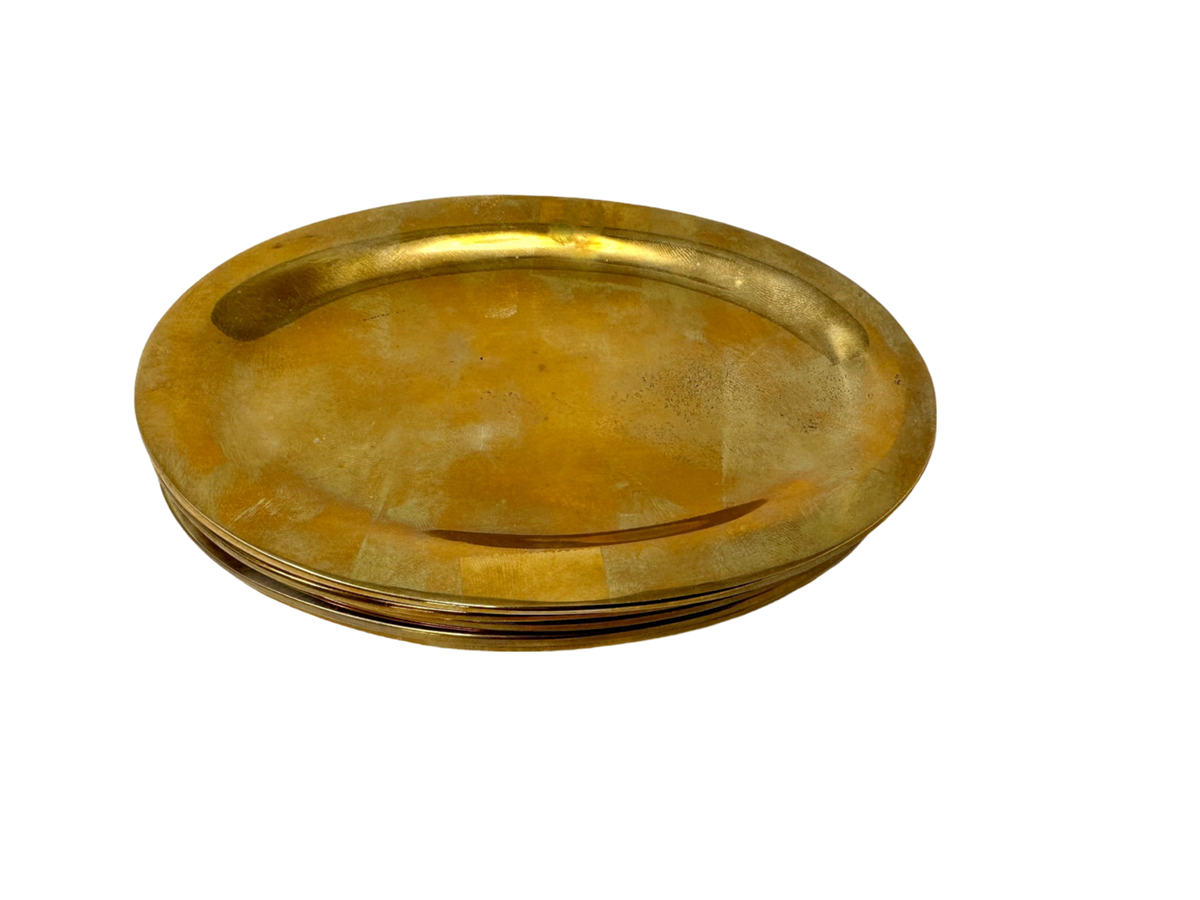 Set of 6 Oval Brass Trays, 3"x5"