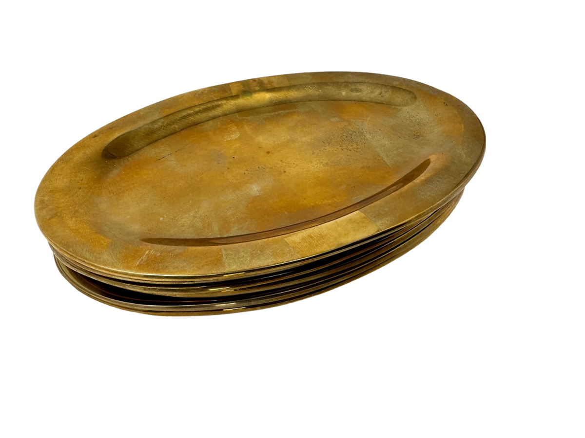 Set of 6 Oval Brass Trays, 3"x5"