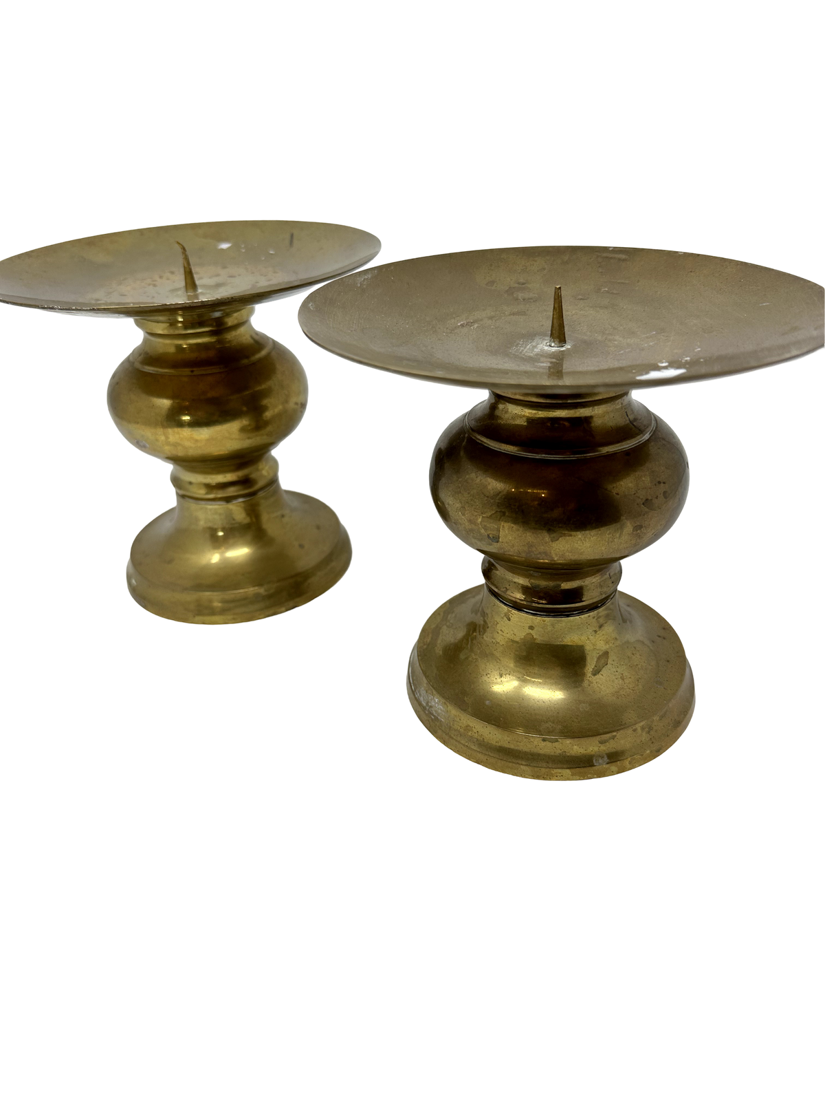 Pair of 6"x 6.5" Brass Candleholders