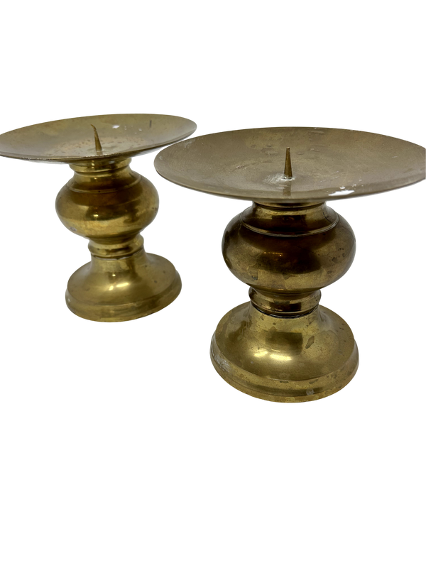 Pair of 6"x 6.5" Brass Candleholders