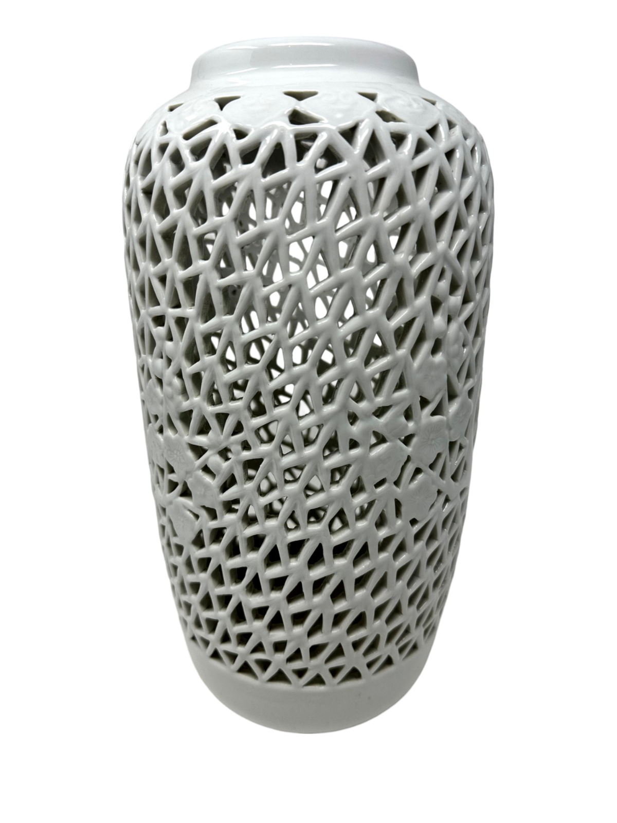Blanc de Chine Chinoserie Pierced Vase