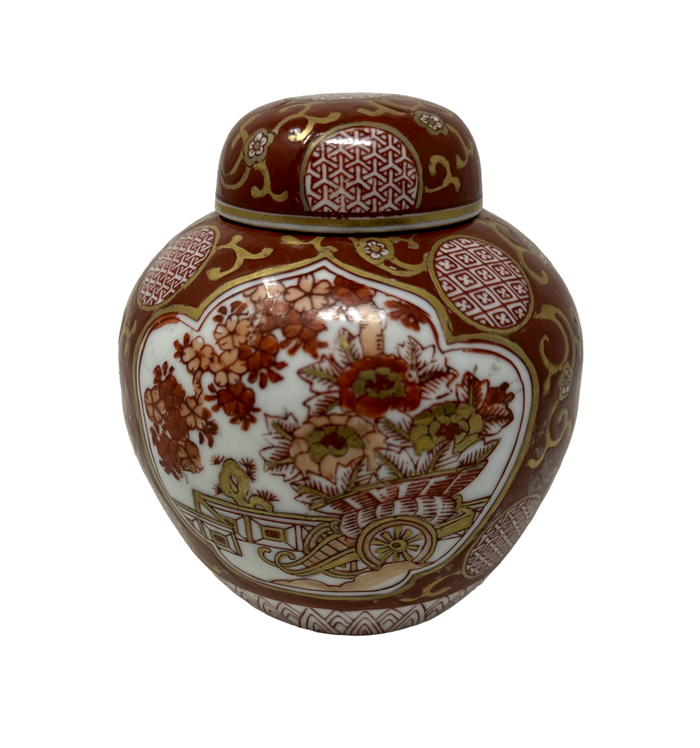 Small Red Kutani Ginger Jar