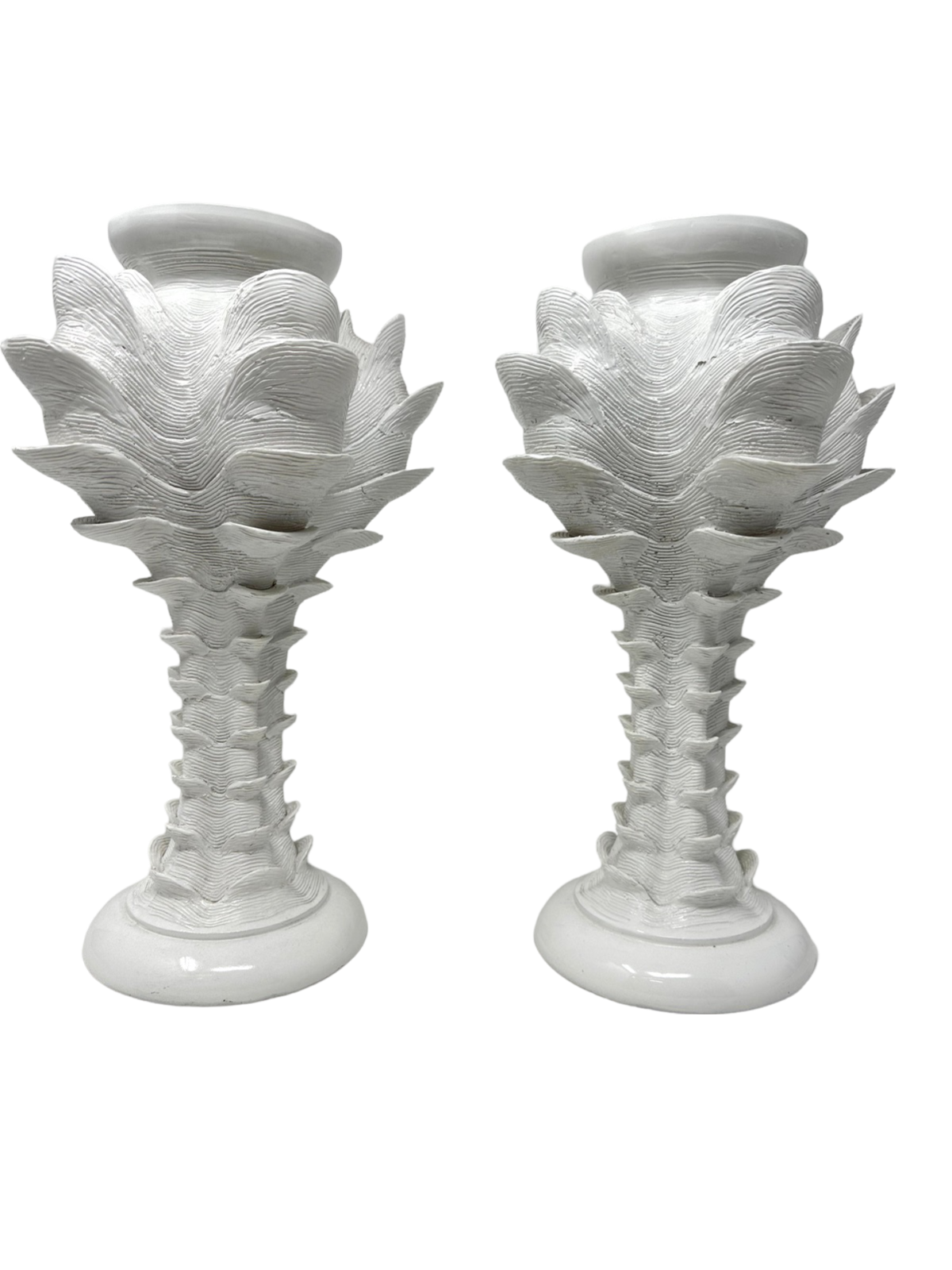 Pair of 13" White Shell Candlesticks