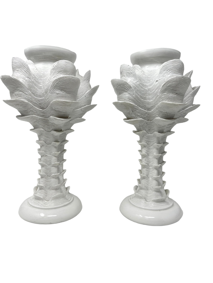 Pair of 13" White Shell Candlesticks