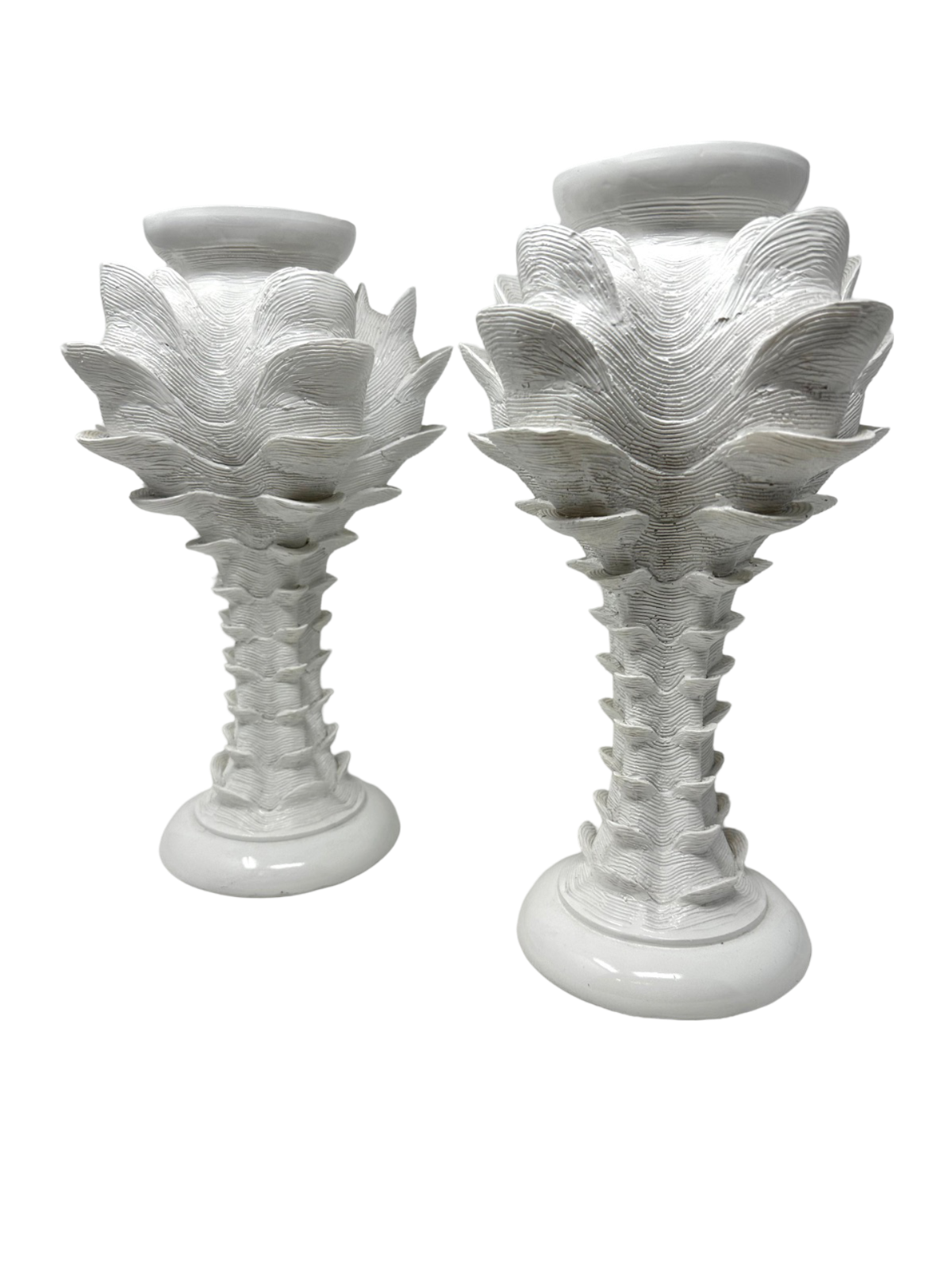 Pair of 13" White Shell Candlesticks