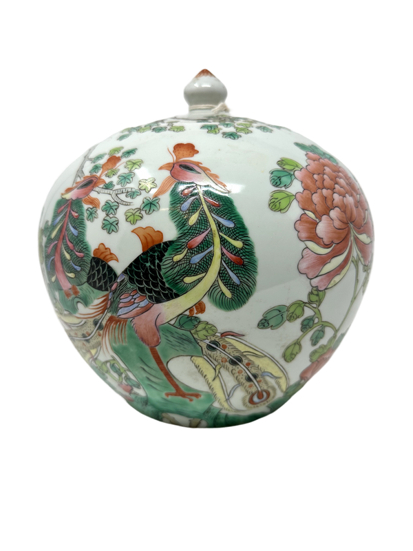 Ginger Jar w/ bird & pink flower