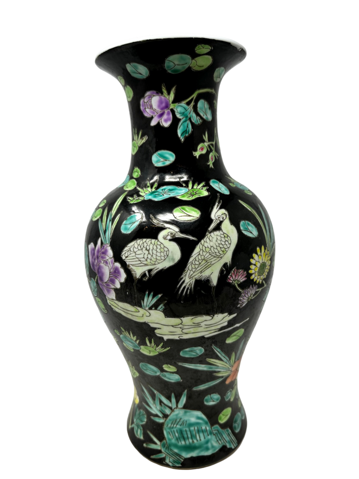 Vintage Black Asian Vase