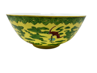 Handpainted Yellow & Green Asian bowl