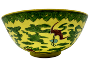 Handpainted Yellow & Green Asian bowl