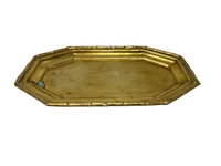 Shiny Brass 12" oval tray bamboo edge