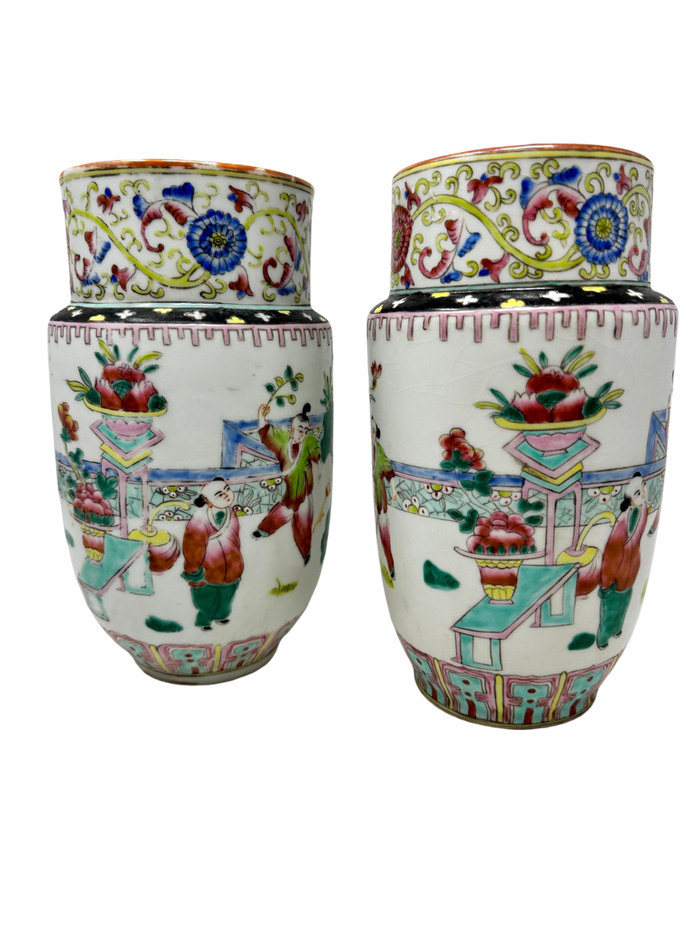 Pair of Chinese Export Small Vases