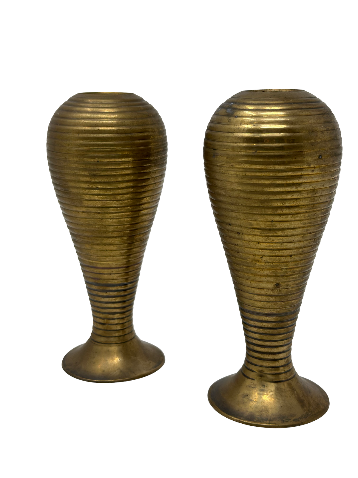 Pair of Brass Ribbed Candlesticks