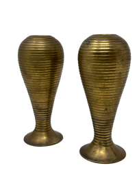 Pair of Brass Ribbed Candlesticks