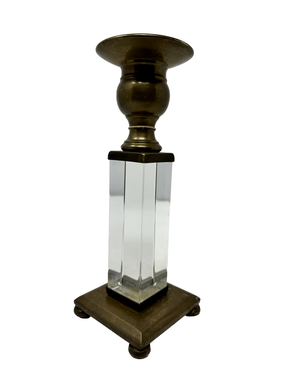 Lucite & Brass Candleholder