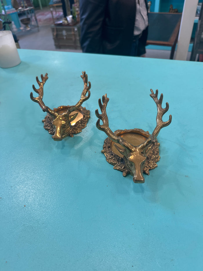 Pair of Brass Stag Coasters