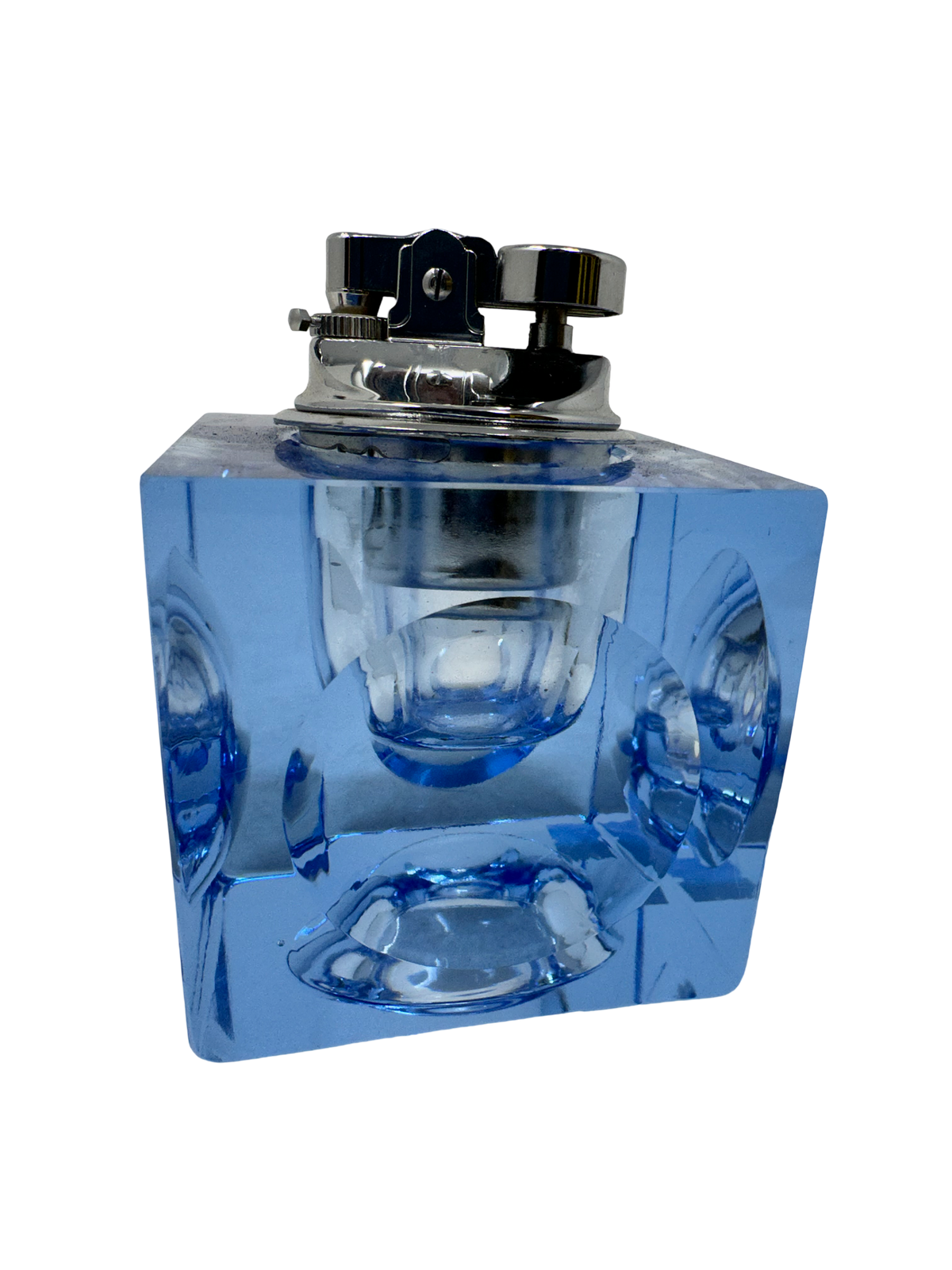 Ice Blue Glass Cube Table Lighter