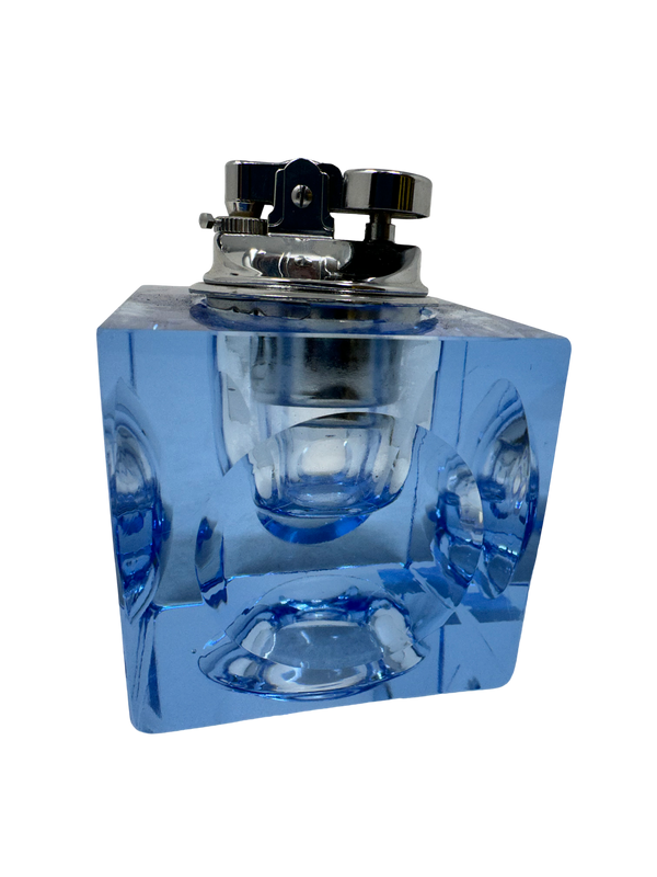 Ice Blue Glass Cube Table Lighter