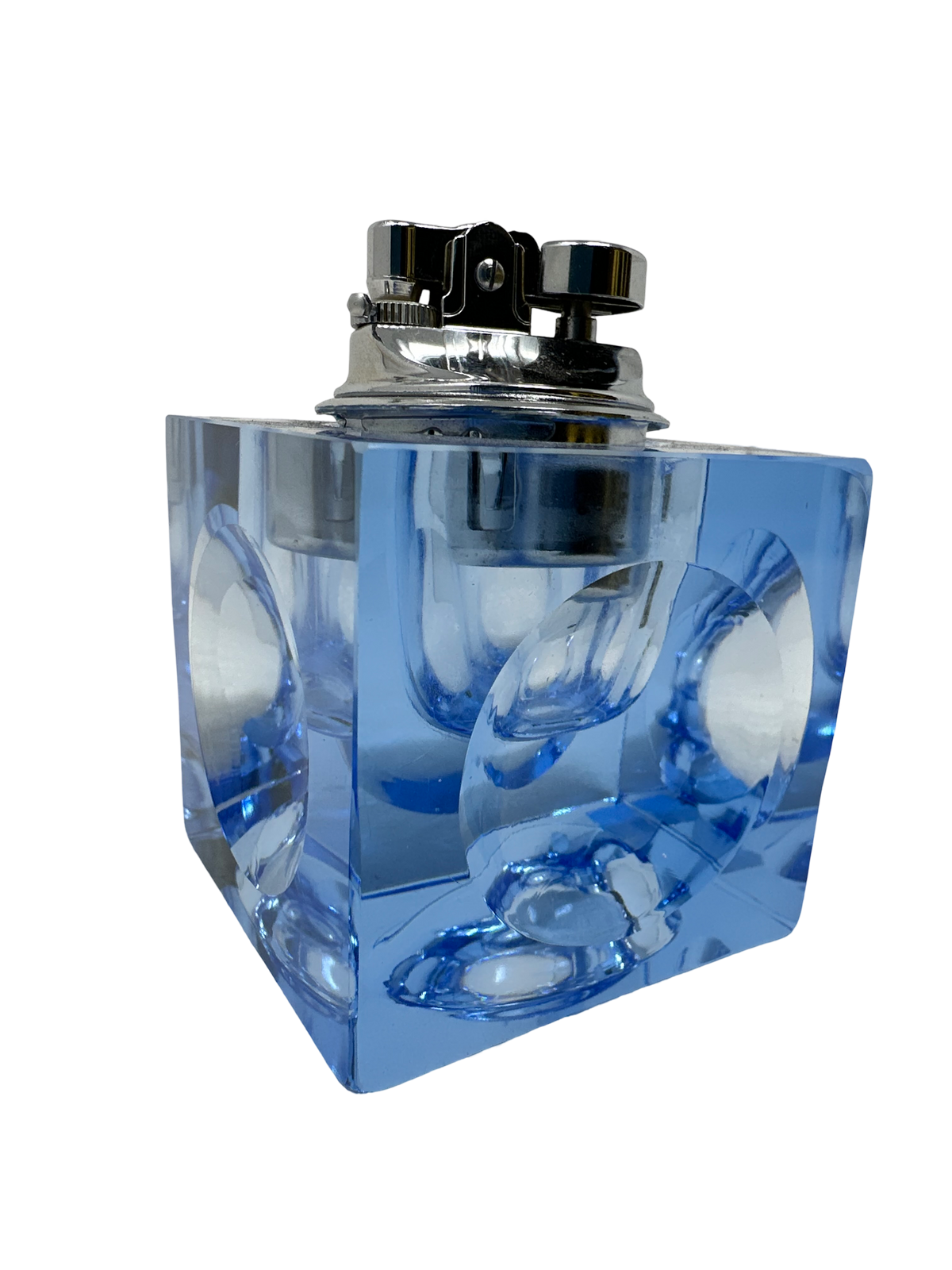 Ice Blue Glass Cube Table Lighter